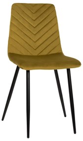 DINING CHAIR LATRELL  OLIVE GREEN VELVET &amp; BLACK METAL LEGS 43x54x88Hcm.