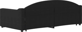 vidaXL Καναπές Κρεβάτι Συρόμενος Μαύρος 90x190 εκ. Ύφασμα