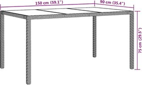 vidaXL Τραπέζι Κήπου Λευκό 150 x 90 x 75 cm συνθετικό ρατάν