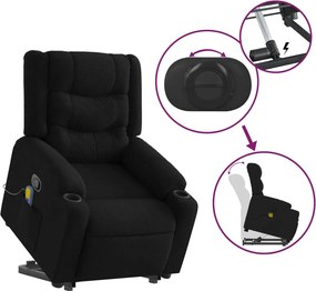 vidaXL Πολυθρόνα Μασάζ Ανακλινόμενη με Ανύψωση Μαύρη Υφασμάτινη