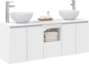 vidaXL Σετ Ντουλαπιών Μπάνιου 3 τμχ. Λευκό 129 x 41 x 80 cm