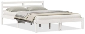 vidaXL Κρεβάτι με κεφαλάρι Λευκό 220 x 140 cm Μασίφ ξύλο πεύκου