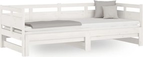 vidaXL Καναπές Κρεβάτι Συρόμενος Λευκός 2x(90x200) εκ. από Μασίφ Πεύκο