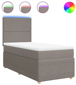 vidaXL Κρεβάτι Boxspring με Στρώμα Taupe 90x200 εκ. Υφασμάτινο
