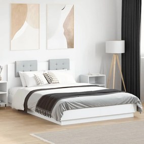 vidaXL Πλαίσιο Κρεβατιού με Κεφαλάρι/LED Λευκό 150 x 200 εκ