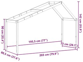 Οροφή Κρεβατιού Παιδική Λευκό 203x80,5x142εκ. Μασίφ Ξύλο Πεύκου - Λευκό