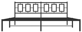 Πλαίσιο Κρεβατιού με Κεφαλάρι Μαύρο 200 x 200 εκ. Μεταλλικό - Μαύρο