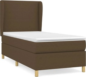 vidaXL Κρεβάτι Boxspring με Στρώμα Σκούρο Καφέ 100x200 εκ. Υφασμάτινο