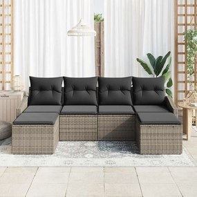 vidaXL Σετ Καναπέ με μαξιλάρι 6 pcs Γκρι συνθετικό ρατάν