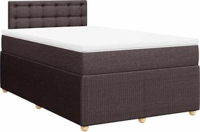 vidaXL Κρεβάτι Boxspring με Στρώμα Σκούρο Καφέ 120x190 εκ Υφασμάτινο