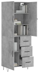 vidaXL Ντουλάπι Γκρι Σκυροδέματος 69,5x34x180 εκ. Επεξεργασμένο Ξύλο