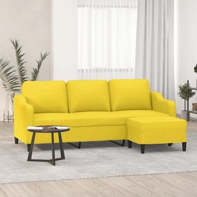 vidaXL Καναπές Τριθέσιος Ανοιχτό Κίτρινο 180 εκ. Υφασμάτινος Υποπόδιο