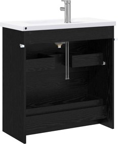vidaXL Σετ Επίπλων Μπάνιου Μαύρη Δρυς 81 x 40 x 84,5 εκ
