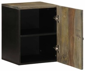 Ντουλάπι Μπάνιου Επιτοίχιο 38x33x48 εκ. από Μασίφ Ξύλο Μάνγκο - Μαύρο