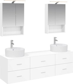 vidaXL Σετ Επίπλων Μπάνιου 5 pcs Λευκό Επεξεργασμένο Ξύλο και Γυαλί