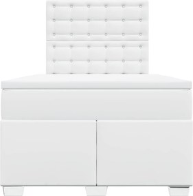 vidaXL Κρεβάτι Boxspring με Στρώμα Λευκό 120x200εκ.από Συνθετικό Δέρμα