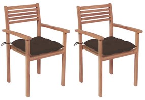 Καρέκλες Κήπου 2 τεμ. από Μασίφ Ξύλο Teak με Taupe Μαξιλάρια