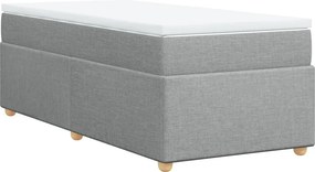 vidaXL Κρεβάτι Boxspring με Στρώμα Ανοιχτό Γκρι 90x190 εκ. Υφασμάτινο