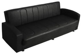 Sofa/Bed 3 seater Dimos with Faux Leather Black  220x80x95 cm