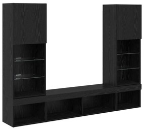 Μονάδες Τοίχου ΤV με LED 5 pcs Μαύρη Οξυά 40,5 x 30 x 102 εκ.