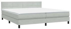 vidaXL Box Spring κρεβάτι με στρώμα ανοιχτό γκρι 180x220 cm Βελούδινο