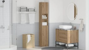 vidaXL Ντουλάπι Μπάνιου Χειροποίητο Δρυς 32x25,5x190 εκ. από Τεχνητό Ξύλο