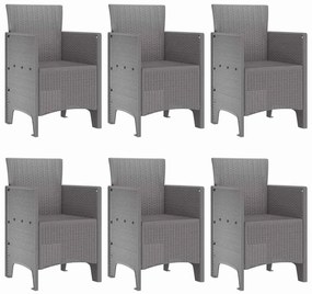vidaXL Σέτ φαγητού για κήπο 7 pcs Ανοιχτό γκρι Rattan Polt