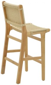 Σκαμπό μπαρ Julien rubberwood φυσικό-έδρα φυσικό σχοινί 45x46x95εκ