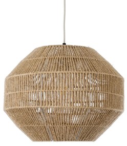 GloboStar CAYMAN 00522 Boho Κρεμαστό Φωτιστικό Οροφής Μονόφωτο 1 x E27 AC220-240V IP20 - Φ40 x Υ30cm - Μπεζ Λεπτό Σχοινί Τριχιά Πλέγμα - 5 Χρόνια Εγγύηση