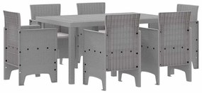 vidaXL Σέτ φαγητού για κήπο 7 pcs Ανοιχτό γκρι Rattan Polt