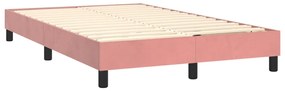 vidaXL Κρεβάτι Boxspring με Στρώμα &amp; LED Ροζ 120x200 εκ. Βελούδινο