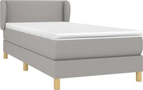 vidaXL Κρεβάτι Boxspring με Στρώμα Ανοιχτό Γκρι 80x200 εκ. Υφασμάτινο