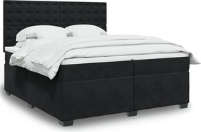 vidaXL Κρεβάτι Boxspring με Στρώμα Μαύρο 200x200 εκ. Βελούδινο