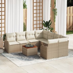 vidaXL Σετ Καναπέ Κήπου 9 pcs Beige, λευκό Μεγάλο Ρατάν