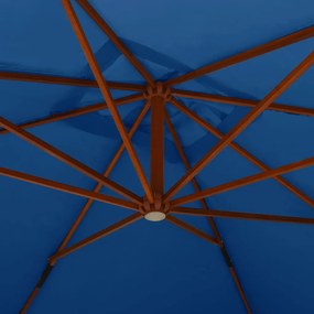 vidaXL Ομπρέλα Κρεμαστή Αζούρ Μπλε 400 x 300 εκ. με Ξύλινο Ιστό