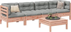 vidaXL Καναπές Κήπου Σετ 5 Τεμ. Μασίφ Ψευδοτσούγκα Ελάτης Μαξιλάρια