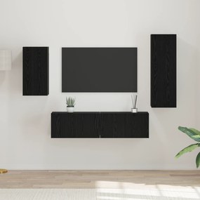 vidaXL Σετ τηλεοπτικού cabinet 4 pcs Μαύρη Δρυς 30.5 x 30 x 90 cm