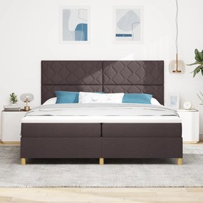 vidaXL Κρεβάτι τύπου Box Spring με Στρώμα & LED Σκούρο Καφέ 200x200 cm Ύφασμα