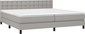 vidaXL Κρεβάτι Boxspring με Στρώμα &amp; LED Αν.Γκρι 200x200εκ. Υφασμάτινο