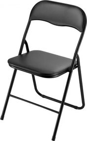 VEVOR 6 Pack Folding Chairs Portable Leather Chairs with Padded Cushion Black
