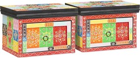vidaXL Κομοδίνο με συρτάρι 2 pcs Πολύχρωμο 40 x 30 x 28 εκ