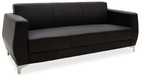 Καναπές Τριθέσιος Dermis 132-000003 188x75x75cm Black Μέταλλο,Τεχνόδερμα