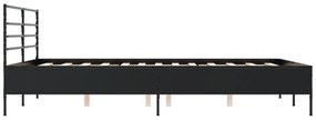 vidaXL Πλαίσιο Κρεβατιού Μαύρο 160x200 εκ. Επεξ. Ξύλο &amp; Μέταλλο