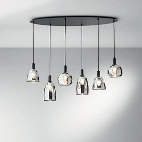 Φωτιστικό Οροφής Κρεμαστό I-Weizen-S6 E14 150x101x34cm Black-Chrome Luce Ambiente Design