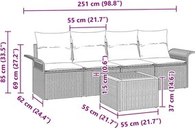 vidaXL Σετ Καναπέ Κήπου 5 τμχ. 4-Αριθμός καθισμάτων