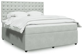 vidaXL Κρεβάτι Boxspring με Στρώμα Ανοιχτό Γκρι 180x200 εκ. Βελούδινο