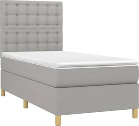 vidaXL Κρεβάτι Boxspring με Στρώμα &amp; LED Αν.Γκρι 80x200 εκ. Υφασμάτινο