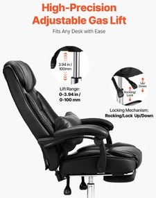 VEVOR Executive Chair High Back Office Chair with Footrest Lumbar Pillow Black
