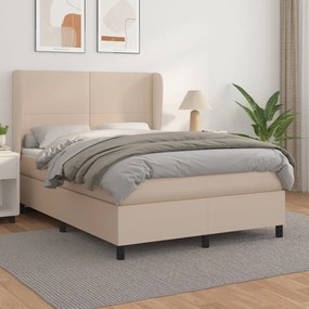 vidaXL Κρεβάτι Boxspring με Στρώμα Καπουτσίνο 140x190εκ.από Συνθ.Δέρμα