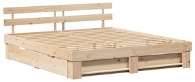 vidaXL Σκελετός Κρεβατιού Καφέ 180 x 200 cm Συμπαγές ξύλο πεύκου